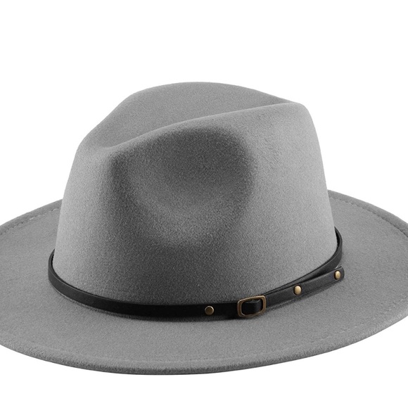 FALETO Two Tone Red Bottom Wide Brim Wool Felt Fedora Hat Panama Hat for Men - Picture 3 of 7